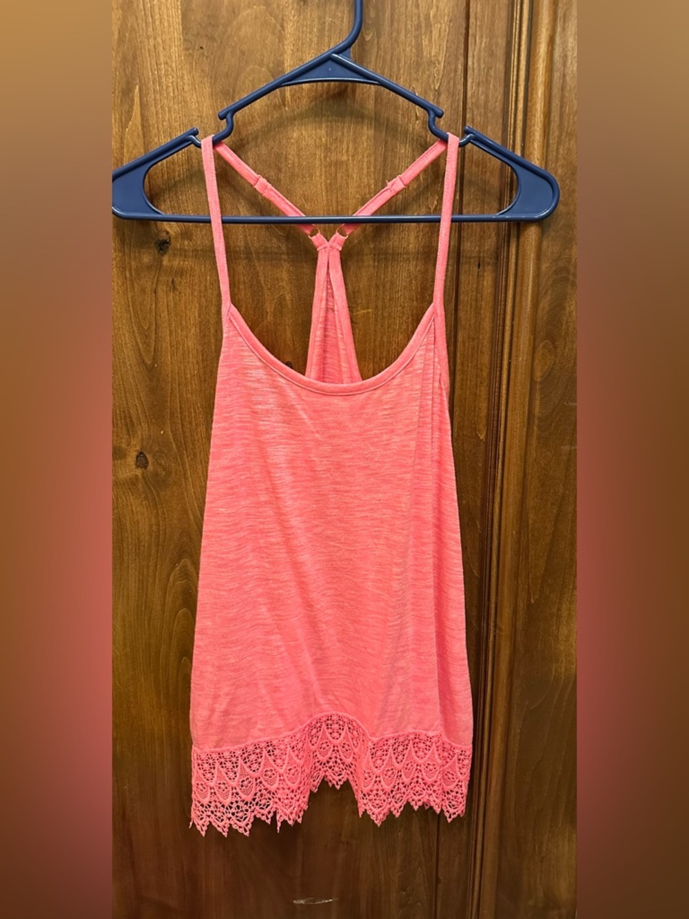Decree Coral Lace-Hem Racerback Cami